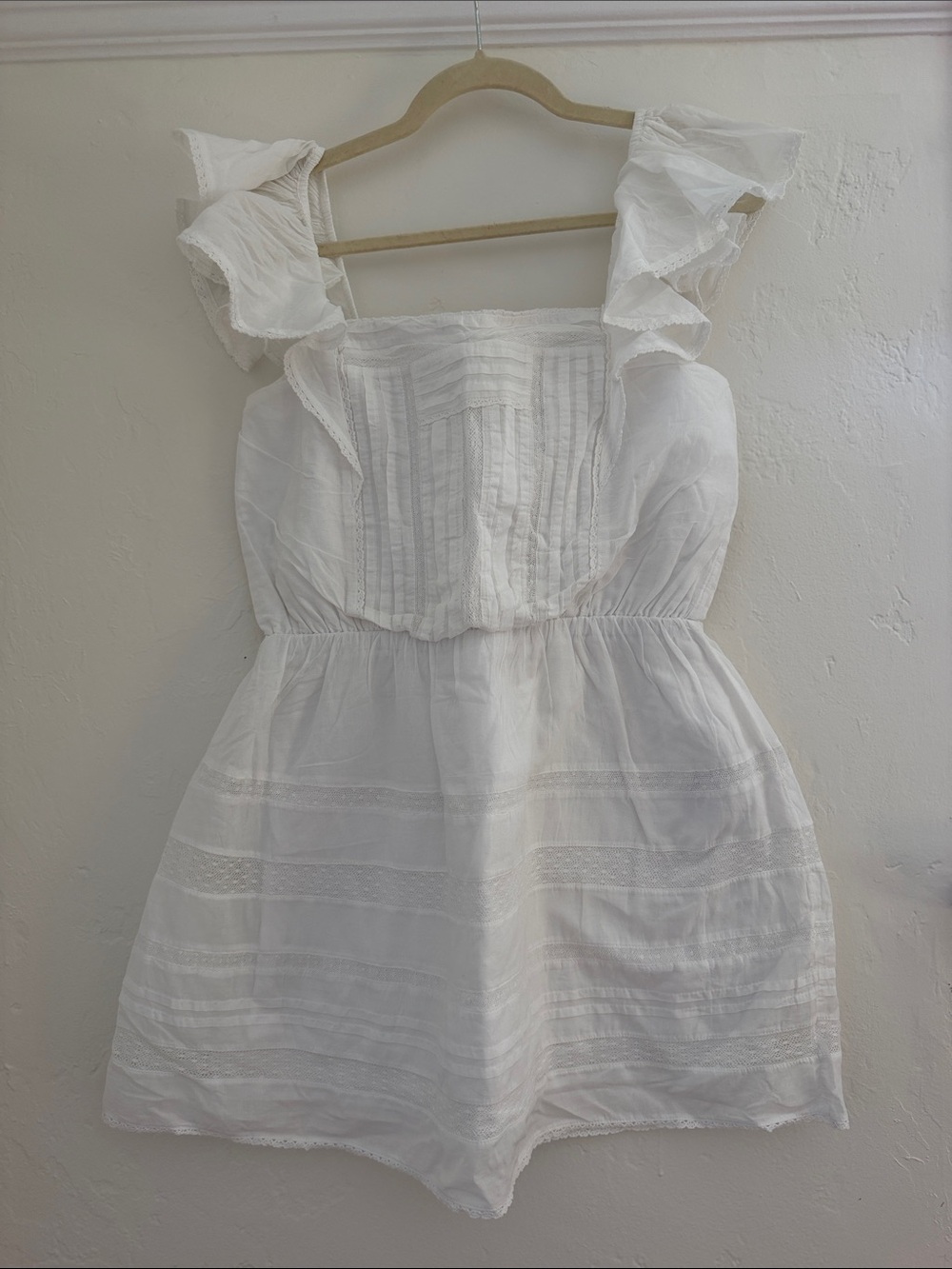 Abercrombie & Fitch White Ruffle Strap Mini Dress